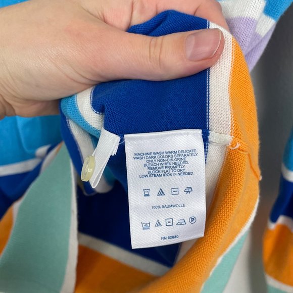 Lands' End Women's‎ M TALL Purple Orange Striped Button Up Cotton Cardigan - Picture 4 of 9